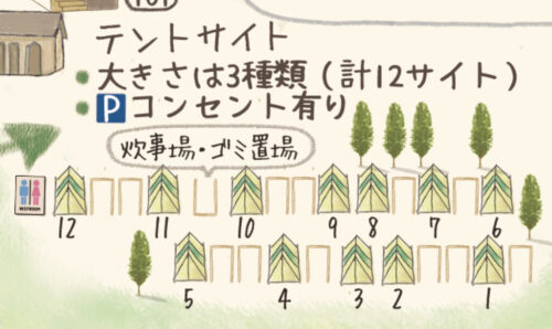 天の川青少年旅行村-テントサイトマップ(引用)